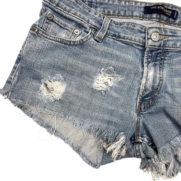 Levis 524 Too Superlow Cut Off Jean Shorts Distressed Denim VTG - Picture 2 of 10